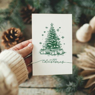 Cartes Pour Fêtes Annuelles Arbre de Noël minimaliste de style rétro vintage