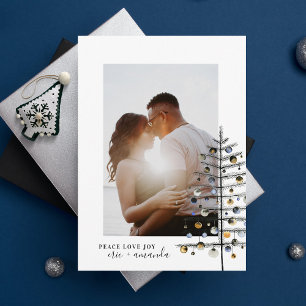 Cartes Pour Fêtes Annuelles Arbre de Noël Minimaliste Paix Amour Joie Photo