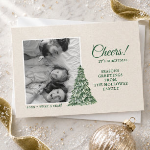 Cartes Pour Fêtes Annuelles Arbre de Noël Minimaliste Vintage Photo de Famille