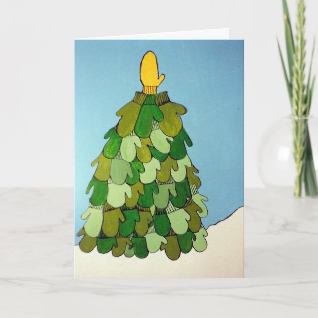 Cartes Pour Fêtes Annuelles Arbre de Noël Mitten (Devant)
