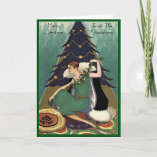 Cartes Pour Fêtes Annuelles Arbre de Noël Mode Art Déco Intérieur Vide Rétro
