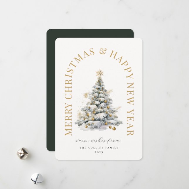 Cartes Pour Fêtes Annuelles Arbre de Noël moderne (Devant/Arrière en situation)