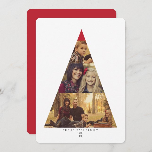 Cartes Pour Fêtes Annuelles Arbre de Noël moderne 3 Photo Holiday Grey (Devant / Derrière)