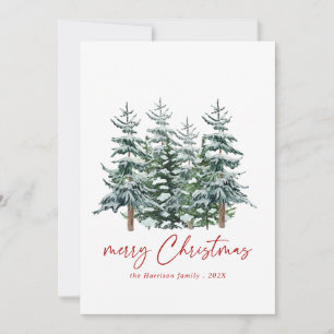 Cartes Pour Fêtes Annuelles Arbre de Noël moderne à l'aquarelle Non Photograph