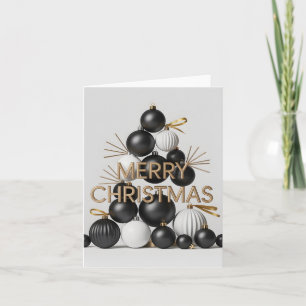 Cartes Pour Fêtes Annuelles Arbre de Noël moderne en boule noir et blanc