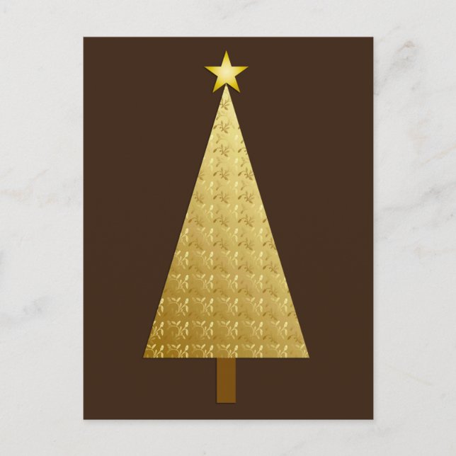 Cartes Pour Fêtes Annuelles Arbre de Noël moderne en feuille d'or (Devant)