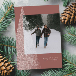 Cartes Pour Fêtes Annuelles Arbre de Noël moderne enneigé une photo élégante