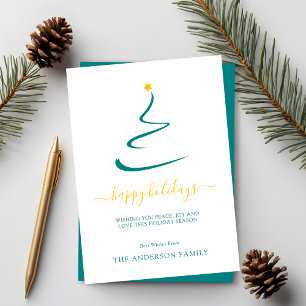 Cartes Pour Fêtes Annuelles Arbre de Noël Moderne Minimaliste Étoile Jaune Sim