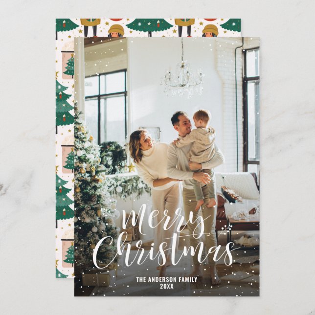 Cartes Pour Fêtes Annuelles Arbre de Noël moderne Ornements Chocolat Photo (Devant / Derrière)