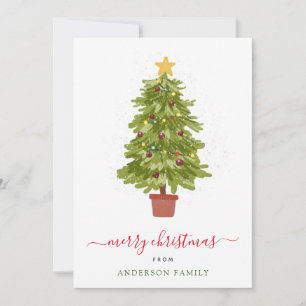 Cartes Pour Fêtes Annuelles Arbre de Noël Moderne Photo de Famille sous la Nei