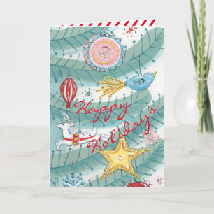 Cartes Pour Fêtes Annuelles Arbre de Noël moderne vintage & Ornements Art