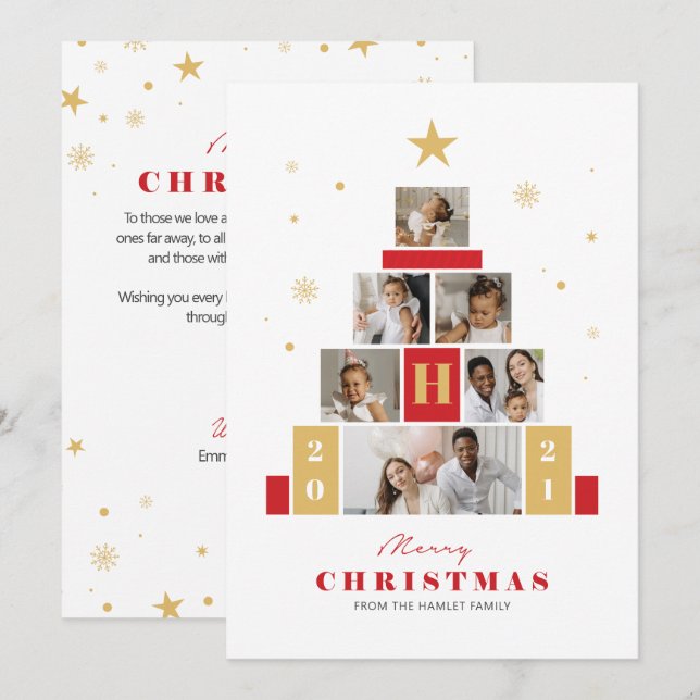 Cartes Pour Fêtes Annuelles Arbre de Noël multiple photo moderne (Devant / Derrière)