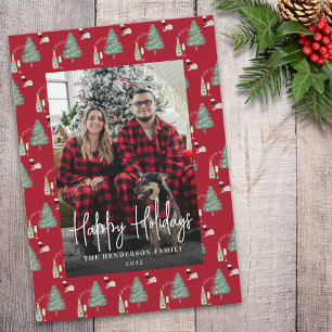 Cartes Pour Fêtes Annuelles Arbre de Noël Musique Vin Fromage Photo personnali