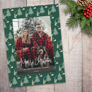Cartes Pour Fêtes Annuelles Arbre de Noël Musique Vin Fromage Photo personnali