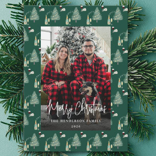 Cartes Pour Fêtes Annuelles Arbre de Noël Musique Vin Fromage Photo personnali