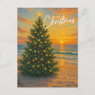Cartes Pour Fêtes Annuelles Arbre de Noël nautique/cotier plage