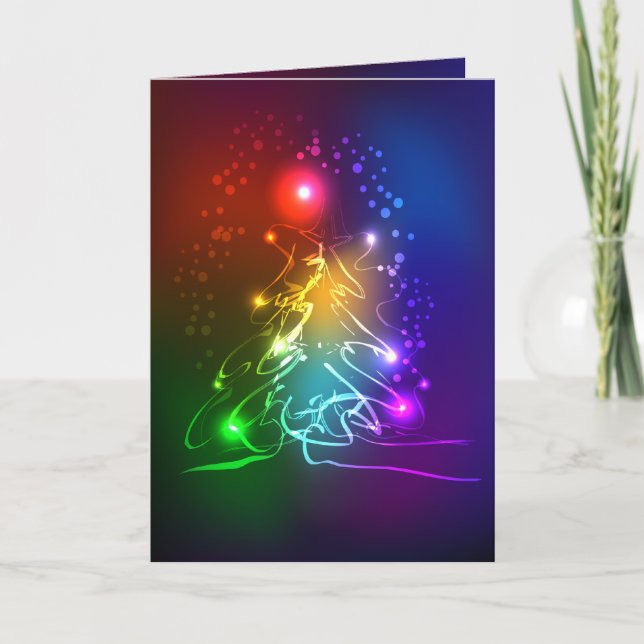 Cartes Pour Fêtes Annuelles Arbre de Noël néon contemporain (Devant)