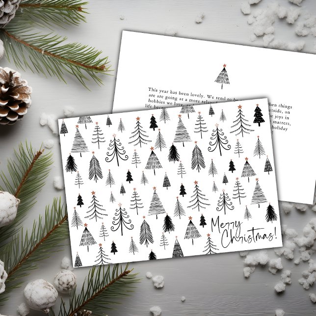 Cartes Pour Fêtes Annuelles Arbre de Noël noir et blanc (Créateur téléchargé)