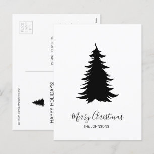 Cartes Pour Fêtes Annuelles Arbre de Noël noir et blanc
