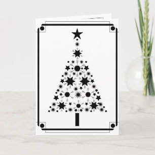 Cartes Pour Fêtes Annuelles Arbre de Noël noir et blanc d'art Abstrait
