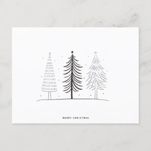 Cartes Pour Fêtes Annuelles Arbre de Noël noir et blanc minimaliste moderne