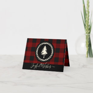 Cartes Pour Fêtes Annuelles Arbre de Noël Noir Rouge Plaid Joyeux Voeux Vacanc