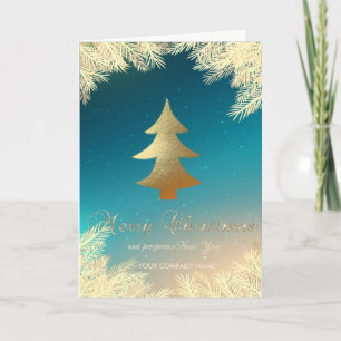 Cartes Pour Fêtes Annuelles Arbre de Noël Or, Succursales Corporate