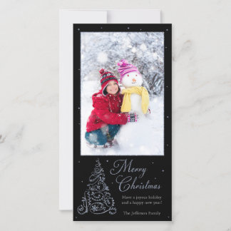 Cartes Pour Fêtes Annuelles Arbre de Noël orné Argent