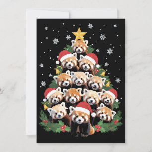 Cartes Pour Fêtes Annuelles Arbre de Noël Panda Rouge Drôle Animal 