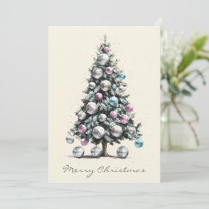 Cartes Pour Fêtes Annuelles Arbre de Noël Pastel Disco Ball
