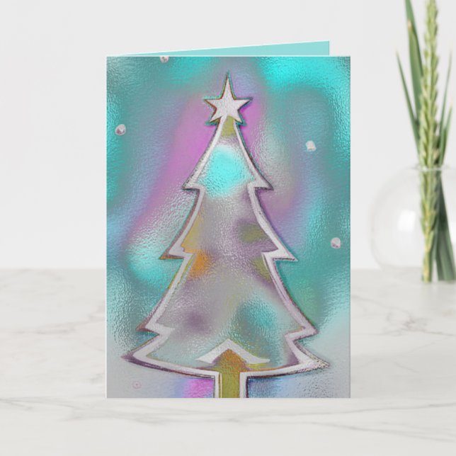 Cartes Pour Fêtes Annuelles Arbre de Noël Pastel Moderne (Devant)