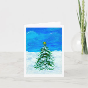 Cartes Pour Fêtes Annuelles Arbre de Noël Paysage d'hiver Art Neige