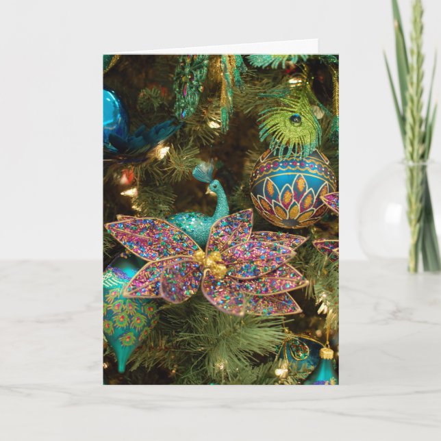 Cartes Pour Fêtes Annuelles Arbre de Noël Peacock (Devant)
