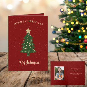 Cartes Pour Fêtes Annuelles Arbre de Noël Photo Professeur de Musique