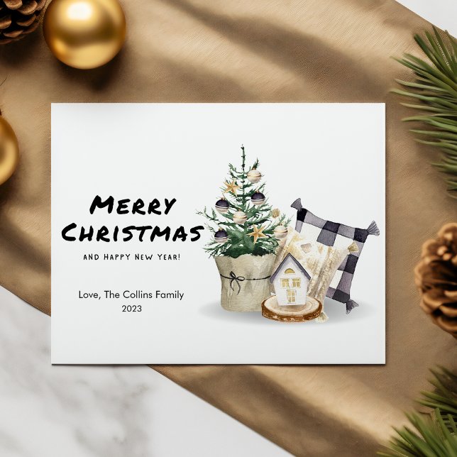 Cartes Pour Fêtes Annuelles Arbre de Noël Plaid Cosy (Créateur téléchargé)