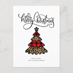 Cartes Pour Fêtes Annuelles Arbre de Noël Plaid & Empreinte de léopard