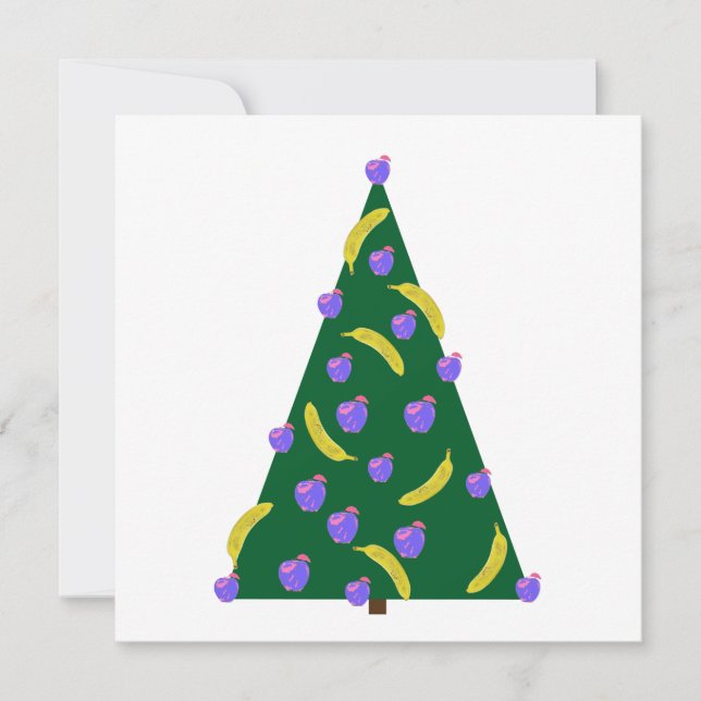 Cartes Pour Fêtes Annuelles Arbre de Noël Pop Art avec pommes et bananes (Devant)