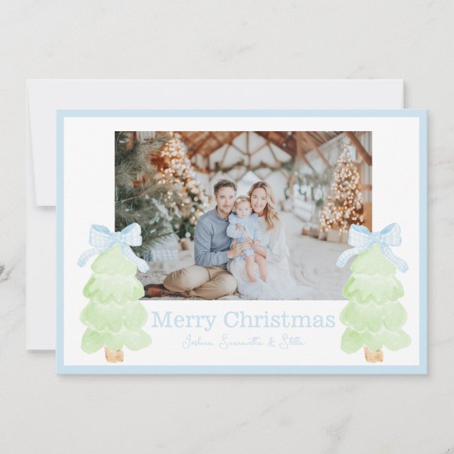 Cartes Pour Fêtes Annuelles Arbre de Noël Preppy avec Bow (Devant)
