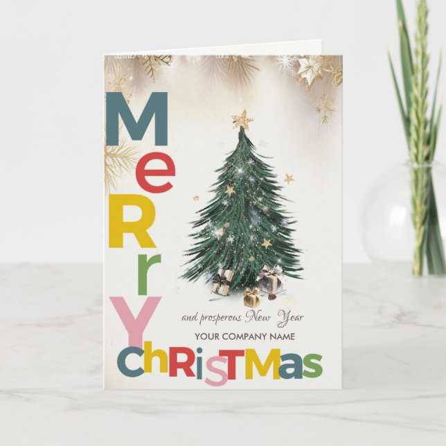 Cartes Pour Fêtes Annuelles Arbre de Noël, Présents Joyeux Noël (Devant)