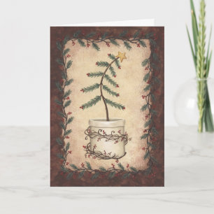 Cartes Pour Fêtes Annuelles Arbre de Noël primitif