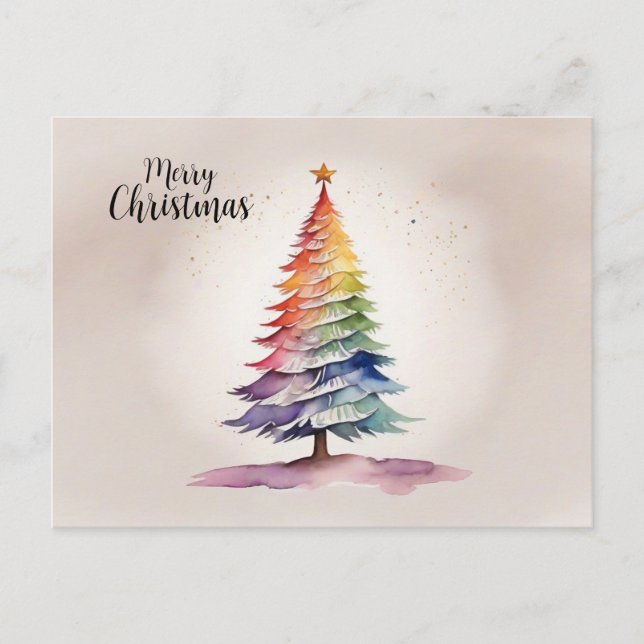 Cartes Pour Fêtes Annuelles Arbre de Noël Rainbow (Devant)