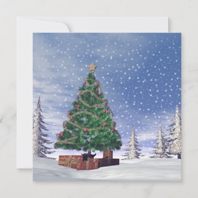 Cartes Pour Fêtes Annuelles Arbre de Noël - rendu 3D (Devant)
