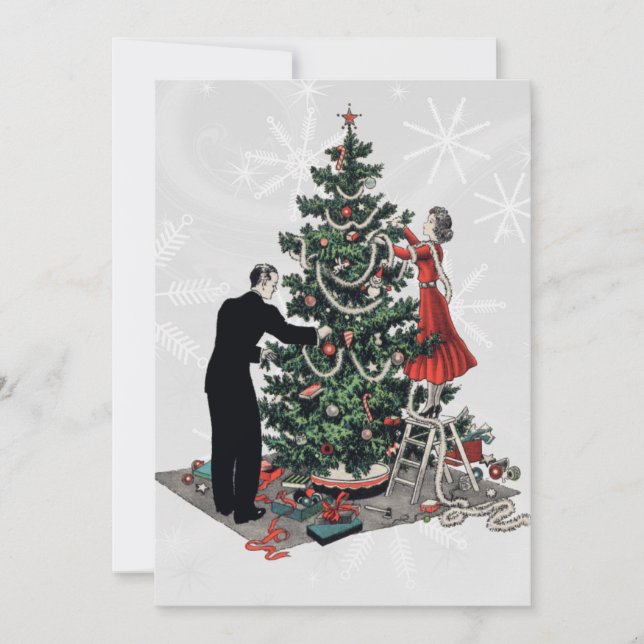Cartes Pour Fêtes Annuelles Arbre de Noël rétro (Devant)