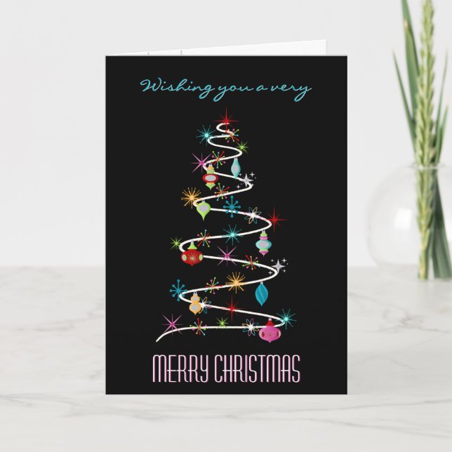 Cartes Pour Fêtes Annuelles Arbre de Noël Rétro (Devant)