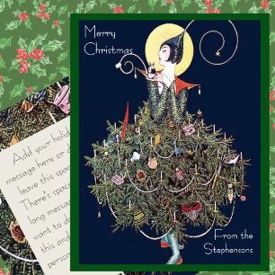 Cartes Pour Fêtes Annuelles Arbre de Noël Rétro Mode Art Déco