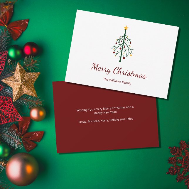 Cartes Pour Fêtes Annuelles Arbre de Noël rétro Rouge festif (Créateur téléchargé)