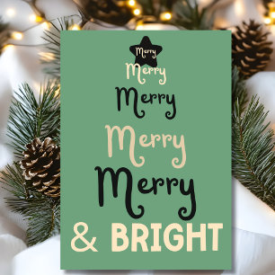Cartes Pour Fêtes Annuelles Arbre de Noël Rétro Vert Clair Joyeux et Lumineux
