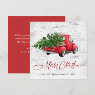 Cartes Pour Fêtes Annuelles Arbre de Noël Retro Vintage Ferme Rouge