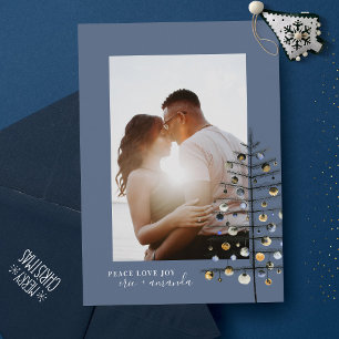 Cartes Pour Fêtes Annuelles Arbre de Noël Romantique Gras Paix Amour Joie Phot