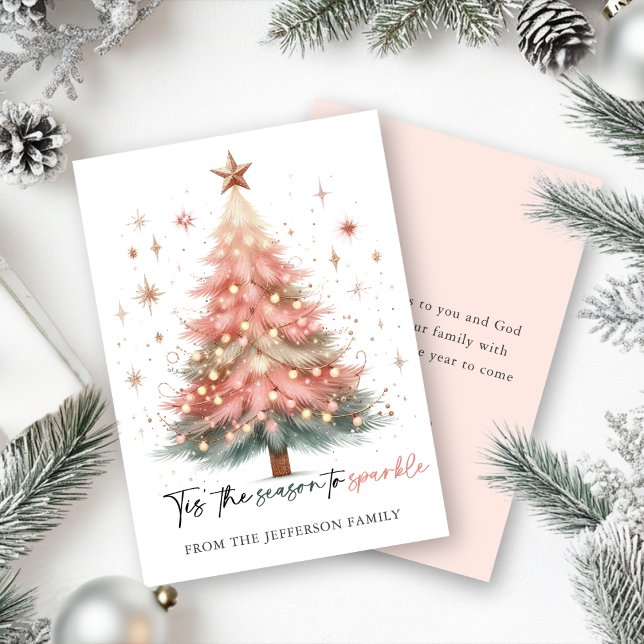 Cartes Pour Fêtes Annuelles Arbre de Noël rose (Créateur téléchargé)